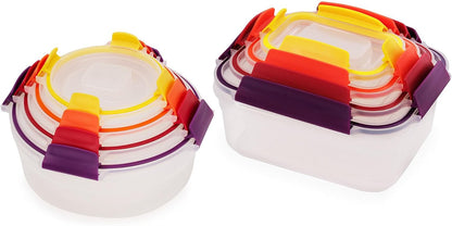 Joseph Joseph Nest Lock Plastic BPA Free Food Storage Container Set with Lockable Airtight Leakproof Lids, 10-Piece, Multi-Color