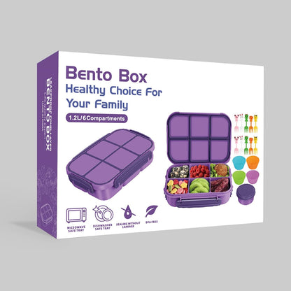 Amathley Lunch Box Kids Girls Boys,Bento Box Adult,Toddler Lunch Containers for School,Leakproof Snack Containers with 6 Compartments,Sauce Container,10 Food Picks and 4 Muffin Cups (Green)