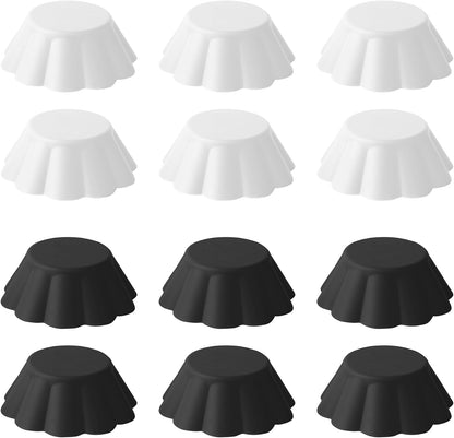 Fox Run Scalloped Black and White Silicone Cupcake and Muffin Liners, Set of 12, Standard Size Wrappers