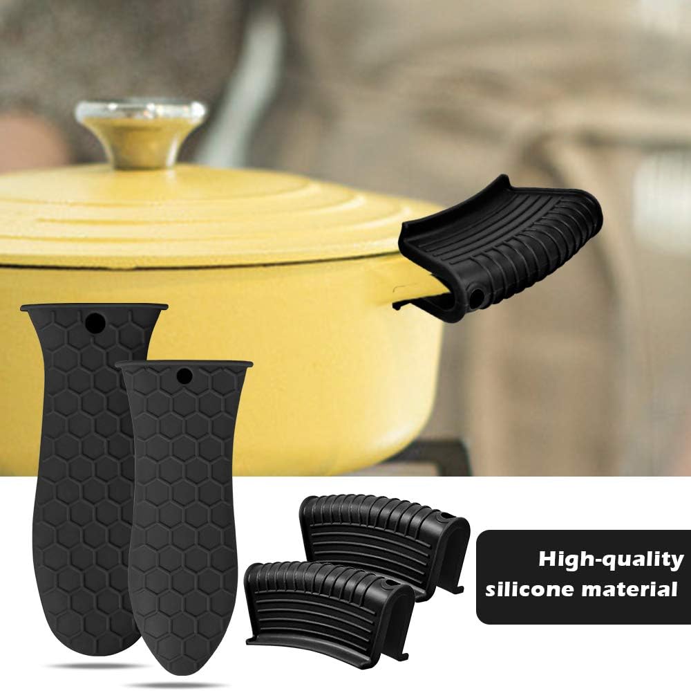 Silicone Hot Handle Holder, Heat Resistant Potholder Cookware Handle Cast Iron Skillets Handles Grip Covers for Cast Iron Skillet