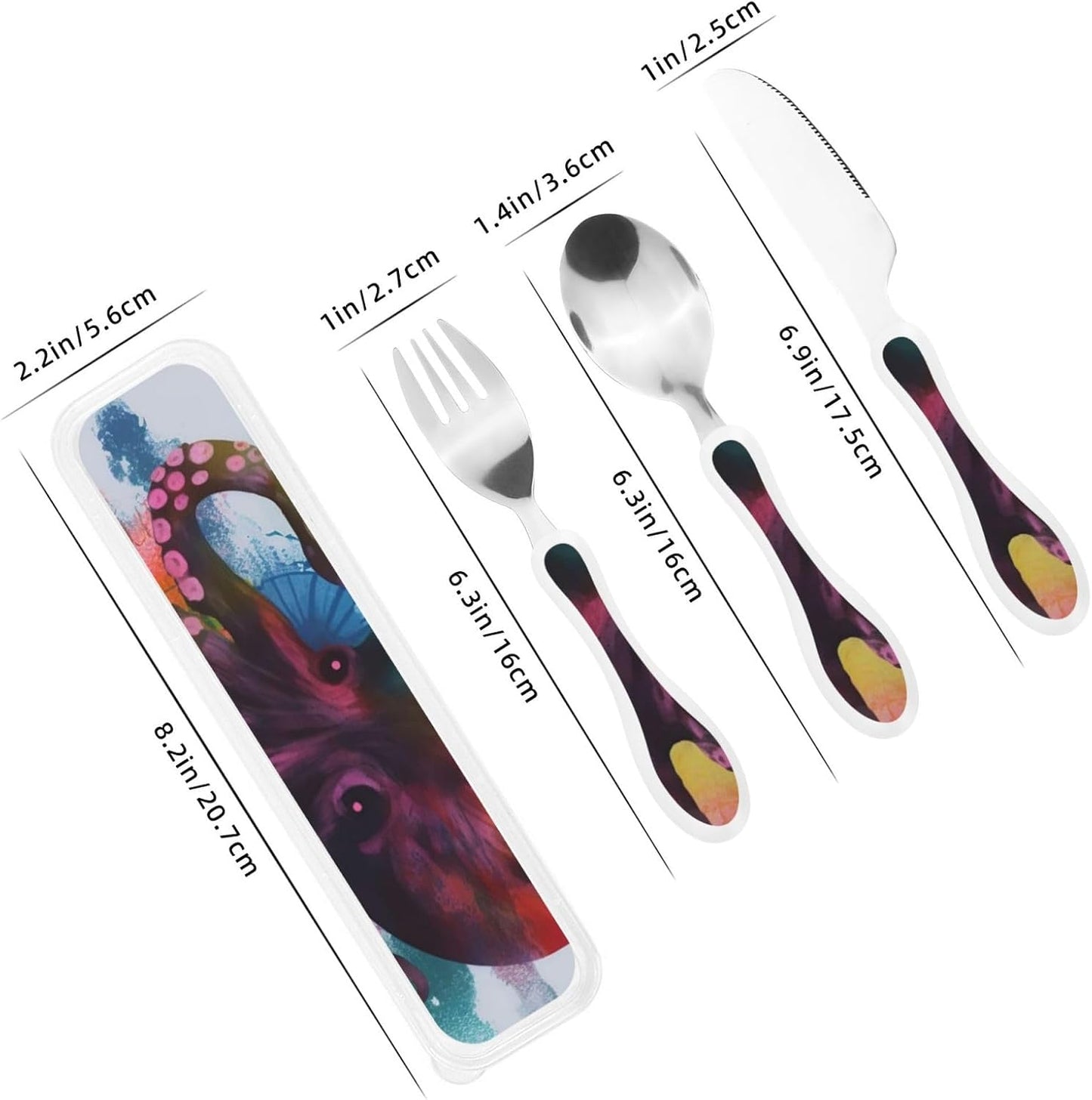 3-Piece Kids Silverware Set With Storage Case, Stainless Steel Reusable Children Safe Knife Spoon Fork Set Butterfly On Beautiful Flower Children Flatware Set For Kids Lunch Box