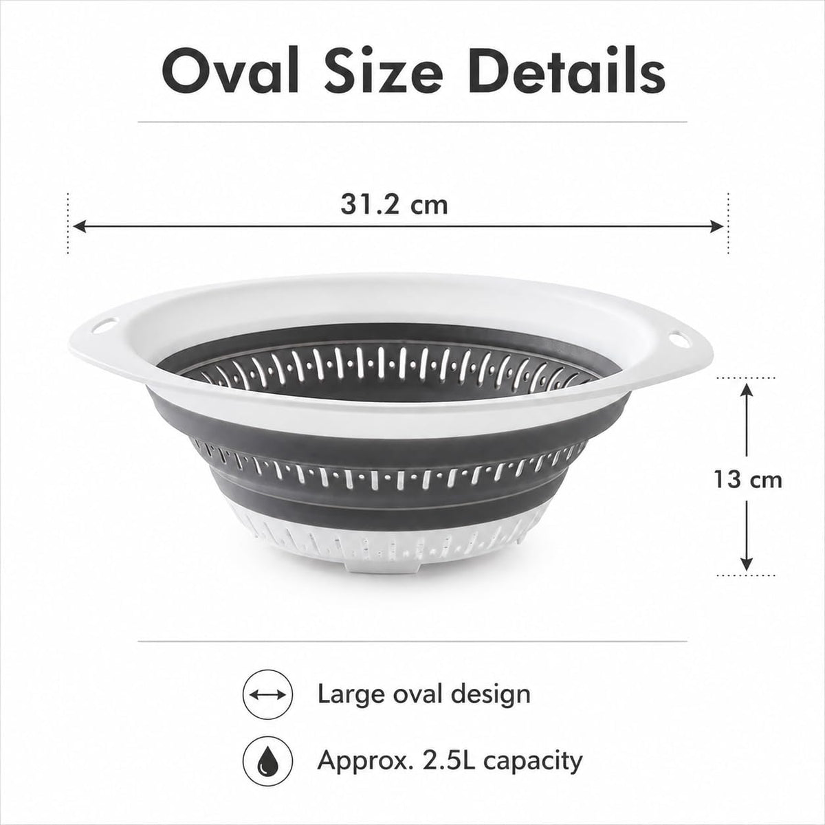 Collapsible Colander & Strainer, Space-Saving Silicone Basket, Round