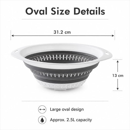 Collapsible Colander & Strainer, Space-Saving Silicone Basket, Round