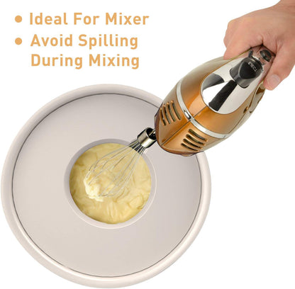 Wildone Mixing Bowls with Airtight Lids Set, 5PCS Stainless Steel Khaki Nesting Bowls for Kitchen, with Grater Attachments & Non-Slip Bottoms, Size 5, 3, 2, 1.5, 0.63 QT, Great for Mixing & Serving