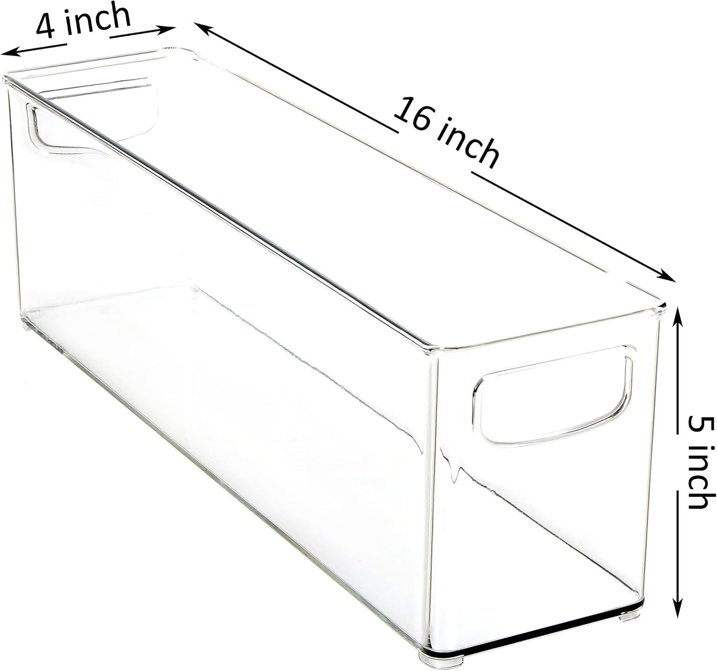 Youngever 2 Pack Stackable Plastic Storage Organizer Container Bin, Stackable Storage Bins with Handler for Refrigerator, Pantry (16" x 4" x 5")
