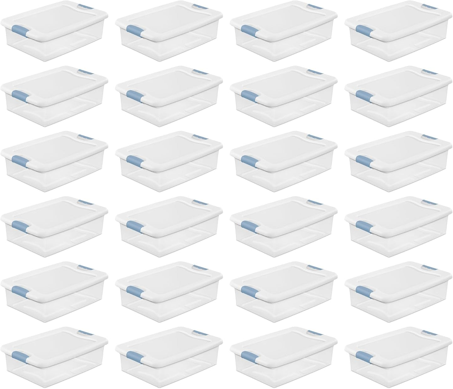 Sterilite 6-Pack Latching Box, Under Bed Storage Bins with Lids, Clear Plastic, 25 Quart - Heavy-Duty Organizing Containers for Closet, Bathroom, and Office