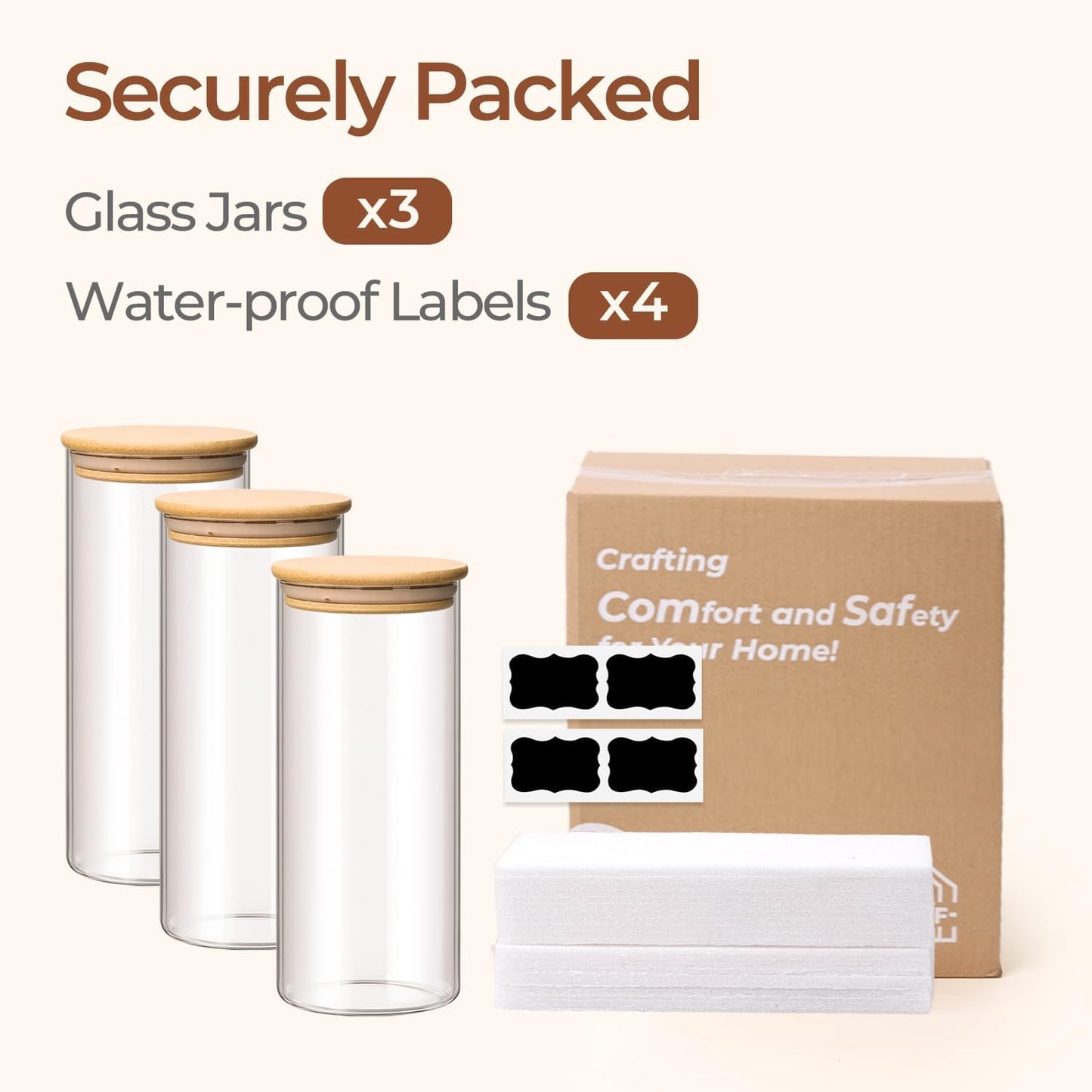ComSaf 2Pcs Large Glass Storage Containers with Lids 4Qt, 1 Gallon Wide Mouth Flour Sugar Storage Containers, Large Capacity and Sealed for Rice, Cereal, Oat, Easy Clean and Scoop, Pantry Organization