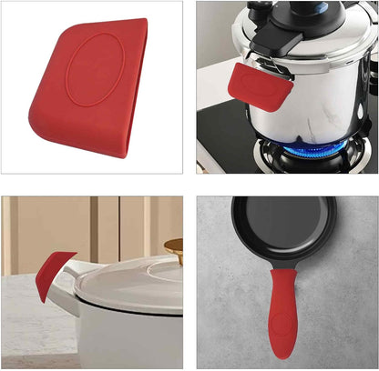 3PCS Red Silicone Hot Handle Holder for Cast Iron Skillets, Heat Resistant Handle Covers for Frying Pans Griddles Metal Cookware, Non-Slip Pot Holder Sleeves