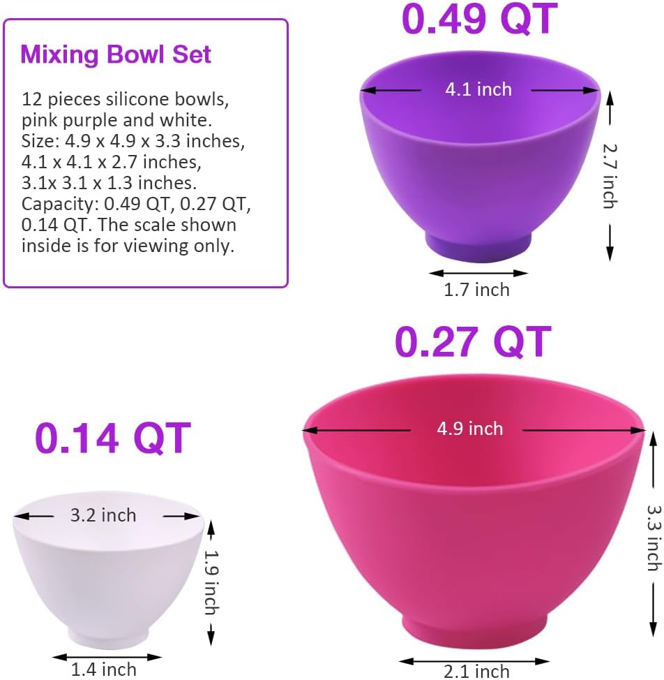 Silicone Mixing Bowl for Melting Chocolate, 6PCS (Green, Grey, White)