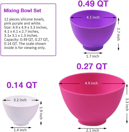 Silicone Mixing Bowl for Melting Chocolate, 6PCS (Green, Grey, White)