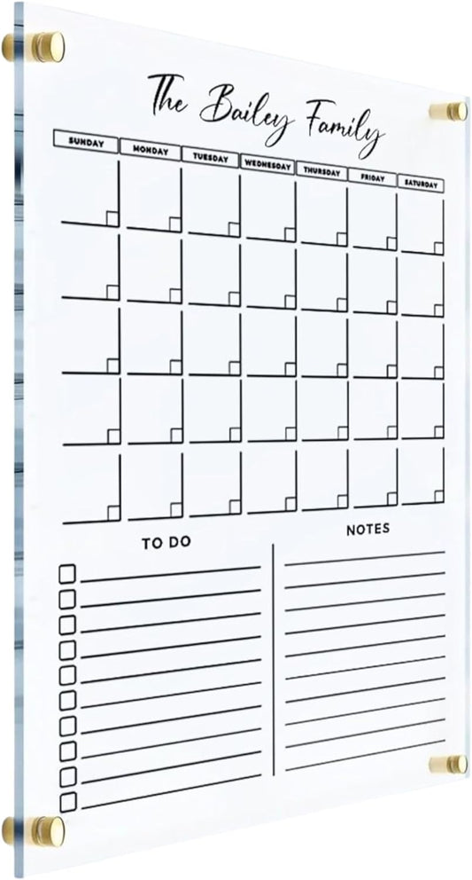 Acrylic Family Planner Wall Calendar - Personalized Calendar 2026, Personalized Dry Erase Board, Monthly and Weekly Planner, New Home Gift, Housewarming Gift