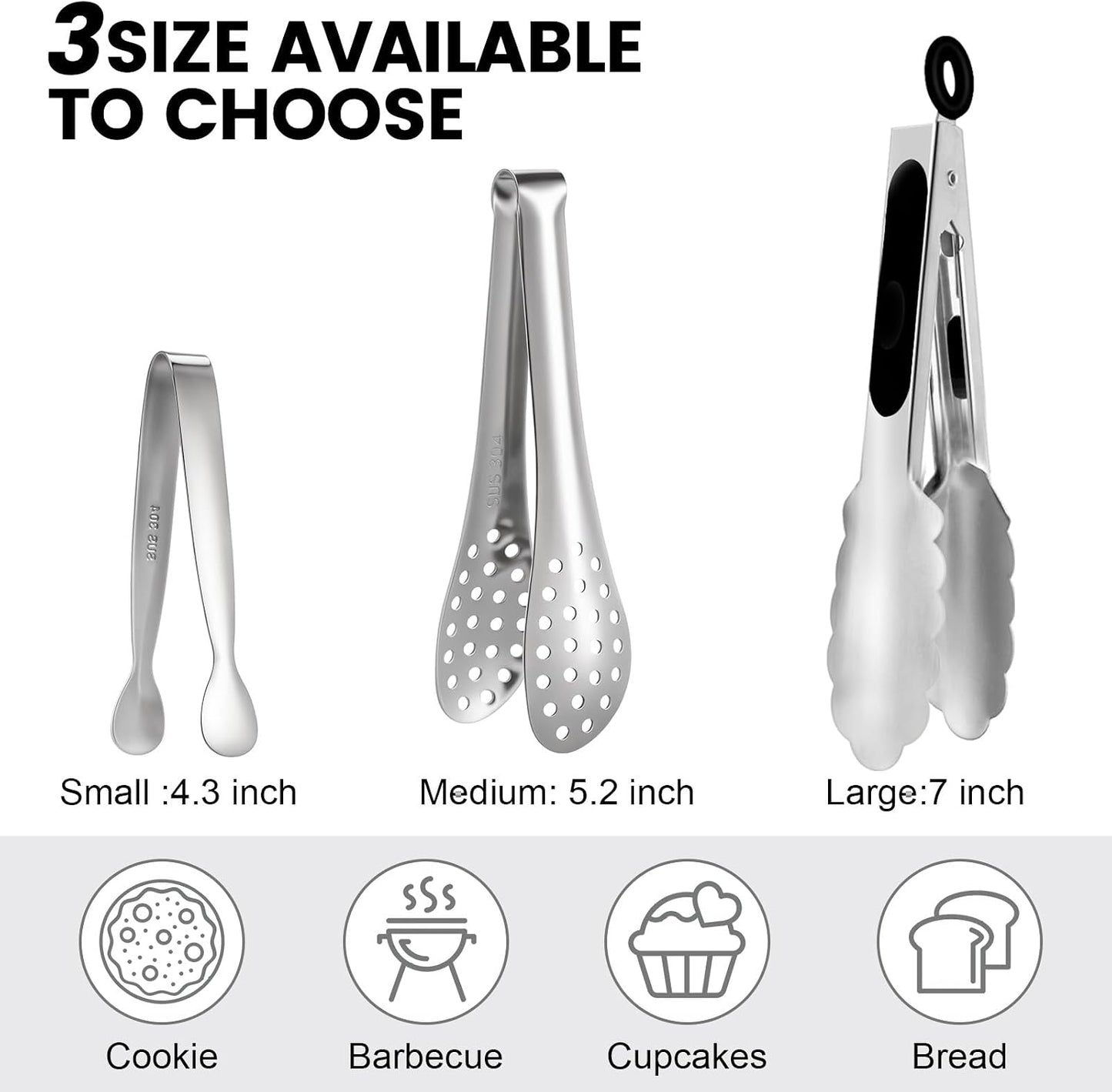 Chengu 12 Pack Stainless Steel Kitchen Tongs 7/9/12 Inches Food Serving Tongs Non Stick Cooking Clips for Kitchen Cooking Barbecue Buffet Wedding Family Gathering Grill Salad