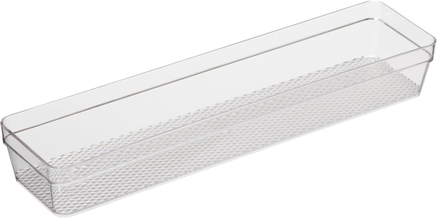 Oggi Clear Drawer Organizer - 3" X 12.5" - Ideal for Organizing Kitchen Drawers, Office, Desk, Silverware, Kitchen Utensils, Cosmetics and Bathrooms