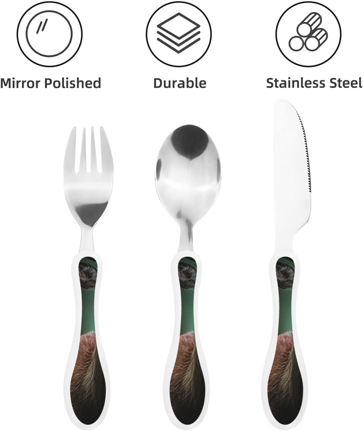 3-Piece Kids Silverware Set With Storage Case, Stainless Steel Reusable Children Safe Knife Spoon Fork Set Blue Active Girl Running Sunset Children Flatware Set For Kids Lunch Box - Colors B