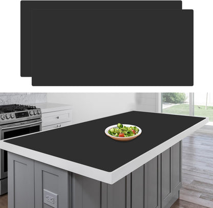 36"x24"(90cmx60cm) Large Silicone Mat for Kitchen Counter, Heat Resistant Non-Slip Countertop Protector, Waterproof Silicone Craft Mat for Kitchen Island, 2Pack (Semitransparent)