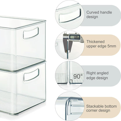 Heyuzb Pantry Organizers and Storage, 12 Pack Clear Plastic Storage Bins for Freezer, Multi-Use Organizer Bins for Kitchen, Office, Fridge, Cabinet and Shelf Organizing