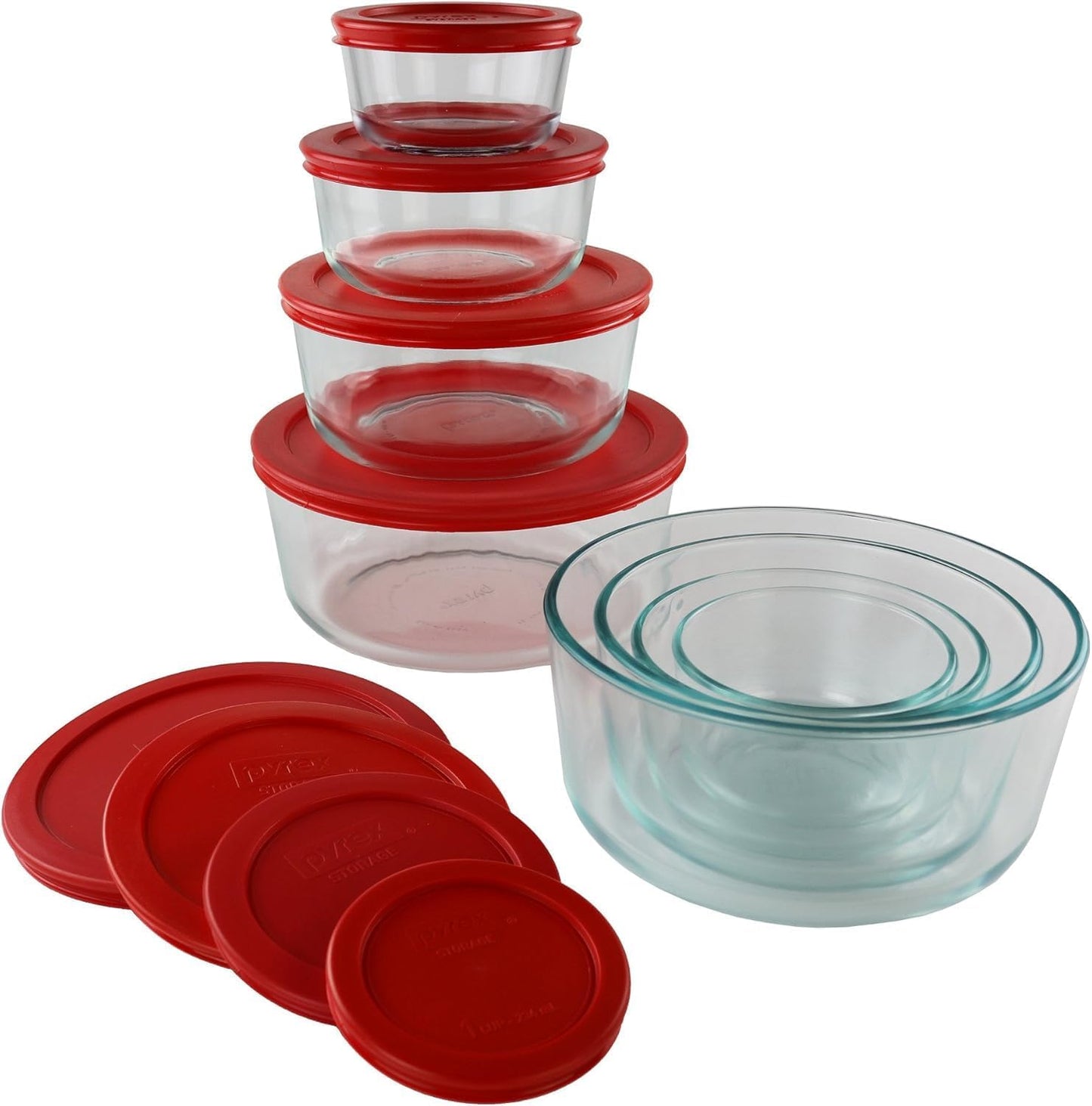Pyrex Simply Store (12-Pack) Glass Food Storage Containers Set, (1, 2, & 3 Cup) Meal Prep Containers with Plastic BPA-Free Lids, Dishwasher & Microwave Safe