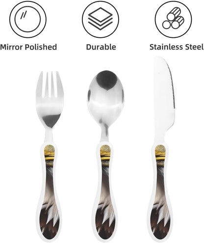 3-Piece Kids Silverware Set With Storage Case, Stainless Steel Reusable Children Safe Knife Spoon Fork Set Butterfly On Beautiful Flower Children Flatware Set For Kids Lunch Box