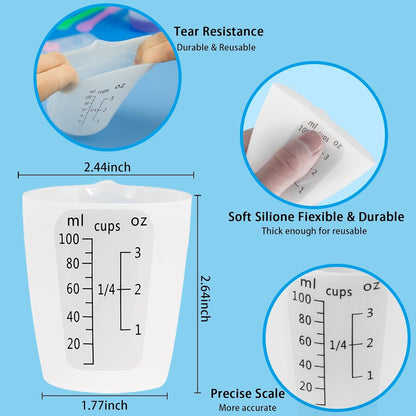 Creahaus Silicone Measuring Cups Tool Kit for Resin, Non-Stick 250 & 100ml Epoxy Mixing Cups, Reusable Resin Supplies with Silicone Mat, Stir Sticks, Pipettes, Cups for Molds, Jewelry Making