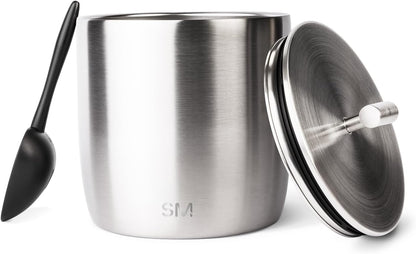 Simple Modern Vacuum Insulated Ice Bucket with Lid and Scoop | For Cocktail, Champagne, Wine, Beer, & Hosting | Stainless Steel 100oz Capacity for Large Parties | Rocks Collection | Winter White