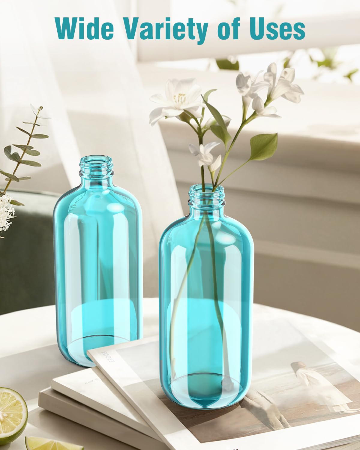 Bontip Glass Spray Bottle 16 oz for Cleaning, Plants (2 Pack, Amber)