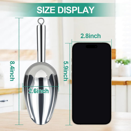 6 Oz Upgraded & Thickened Stainless Steel Ice Scoop, Kitchen Ice Scooper