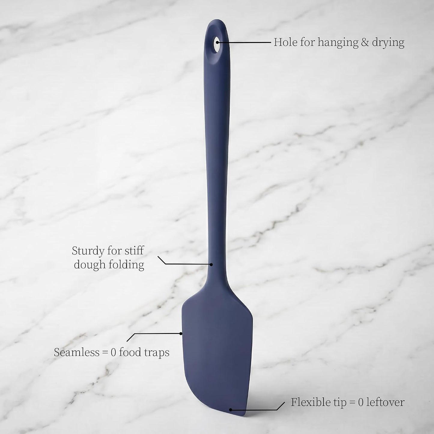 600ºF Heat Resistant Spatula, 11.34 inch High Heat Food Safe Semless Kitchen Silicone Scraper for Cooking Baking Mixing Scraping Stirring Nonstick Cookware Pan Bowl (Aqua Sky)