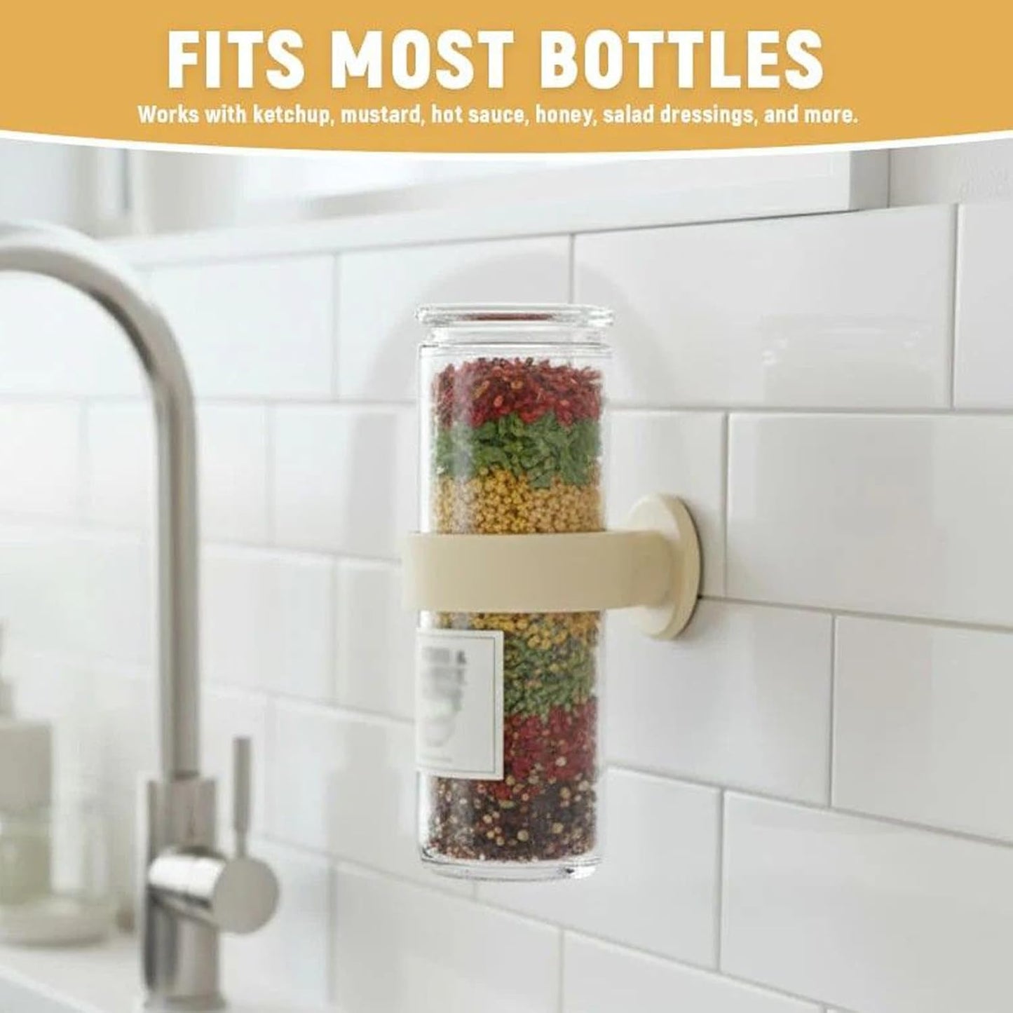 Sauce Bottle Holder, Condiment Storage Bracket, Liquids, Vinegar, Oil, Salad Dressing, and BBQ Bottles, Kitchen Organizer for Home Cooking, Easy Access, Space-Saving, Practical Wall Hanger