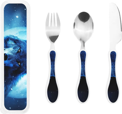 3-Piece Kids Silverware Set With Storage Case, Stainless Steel Reusable Children Safe Knife Spoon Fork Set Sugar Skulls Children Flatware Set For Kids Lunch Box