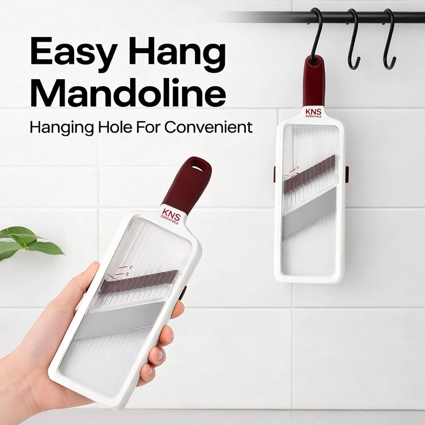 Mandoline Slicer for Kitchen – Adjustable Stainless Steel Blades, with Comfort Grip – Vegetable Slicer for Small to Medium sized Cucumber, Onion, Potato – Gray