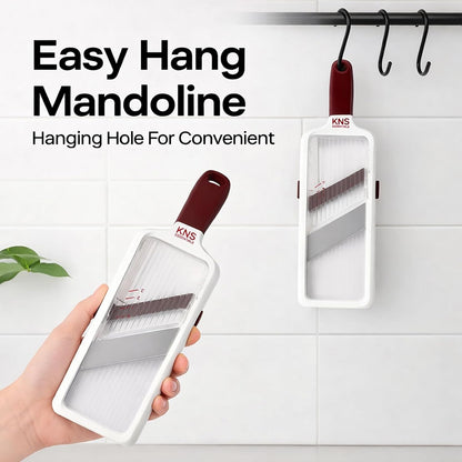 Mandoline Slicer for Kitchen – Adjustable Stainless Steel Blades, with Comfort Grip – Vegetable Slicer for Small to Medium sized Cucumber, Onion, Potato – Gray