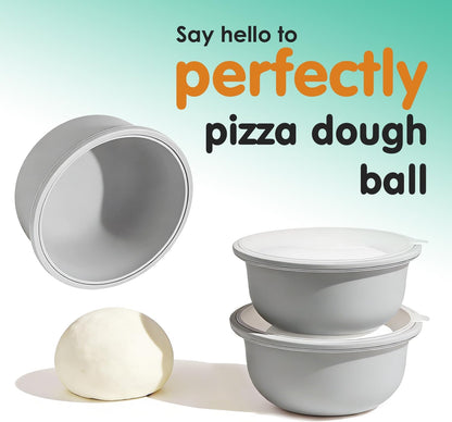 Stackable Silicone Pizza Dough Proofing Containers with Lids,Pizza Dough Proofing Box | Make 12" Pizzas 700ml(Beige)