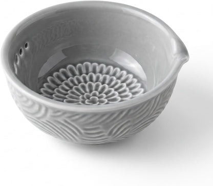 Ceramic Ginger Grater Bowl with Herb Stripper- Efficient Kitchen Tool