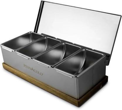 6 Slot Condiment Carrier, Stainless Steel Holders, Silicone Lids, and Gel Packs - Portable and Versatile for Outdoor BBQs and Parties