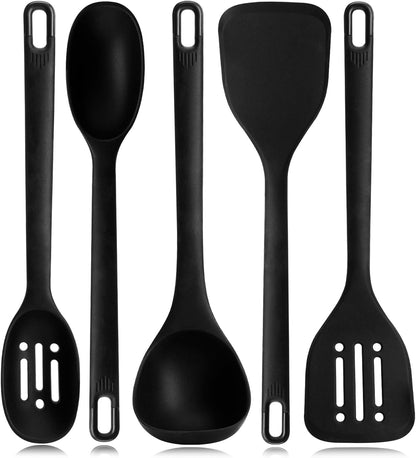 Silicone Kitchen Cooking Utensils Set: MOACC Heat Resistant 13inch Long Kitchen Gadgets, BPA Free Non Stick Rubber Cook Accessories For Food Prep, Frying, Serving, Basting (Light Grey)