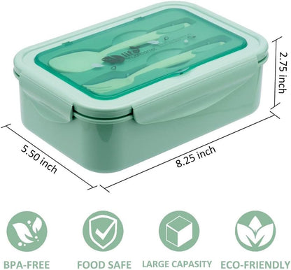 Bento Boxes for Adults - 1100 ML Bento Lunch Box Container For Kids With Spoon & Fork - Durable Perfect Size for On-the-Go Meal, BPA-Free and Food-Safe Materials(Grey)