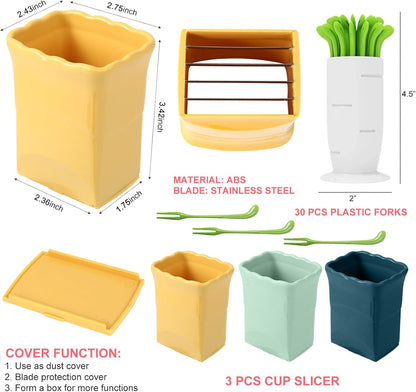 3 Pcs Dokpod Cup Slicer Stainless Steel Strawberry Slicer Banana Slicers Fruit Cutters Multifunctional Soft Fruits and Vegetable Slice Fresh Platter Making