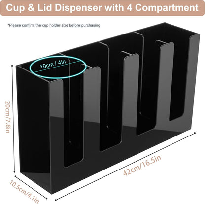 Coffee Cup Dispenser, Cup and Lid Organizer fits 5 to 16 oz Disposable Cups