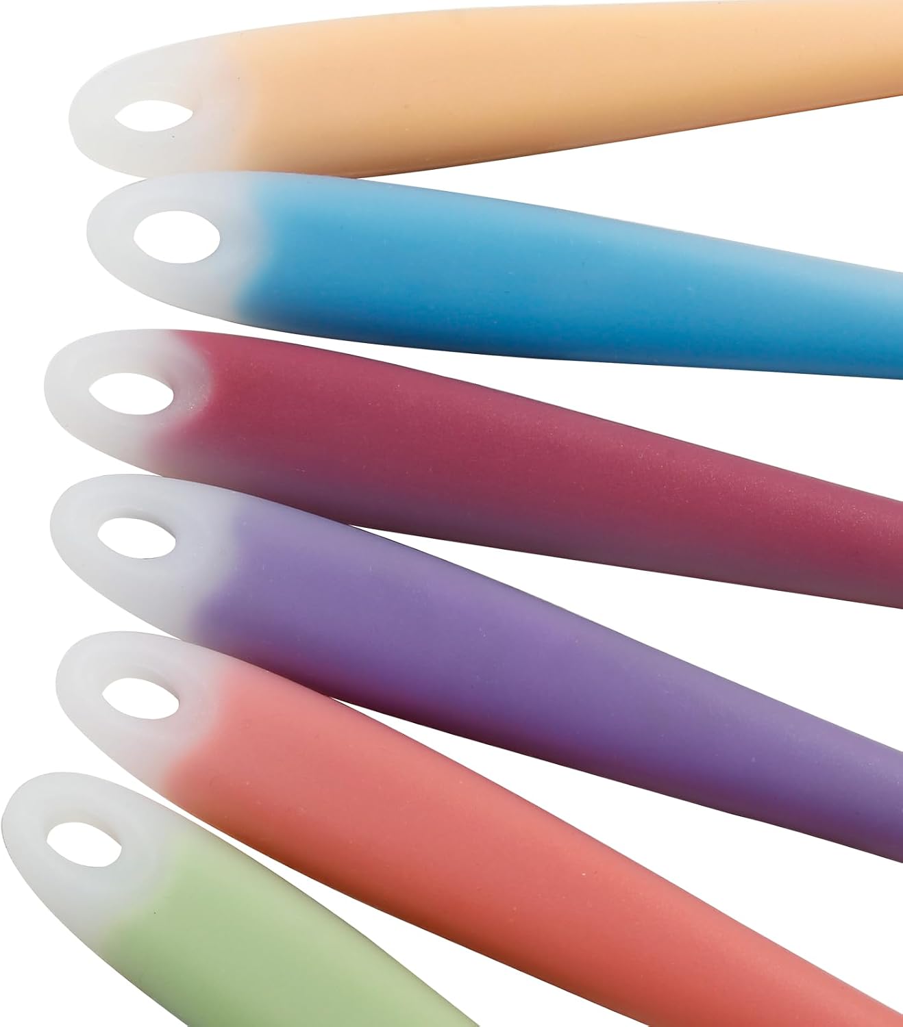 Jiozermi 6 Pcs Small Silicone Spoons for Cooking, Heat Resistant Kitchen Utensils, Cooking Kitchen Spoon for Mixing Baking, Transparent Red, Green, Yellow, Purple, Orange, Blue
