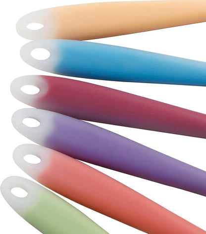 Jiozermi 6 Pcs Small Silicone Spoons for Cooking, Heat Resistant Kitchen Utensils, Cooking Kitchen Spoon for Mixing Baking, Transparent Red, Green, Yellow, Purple, Orange, Blue
