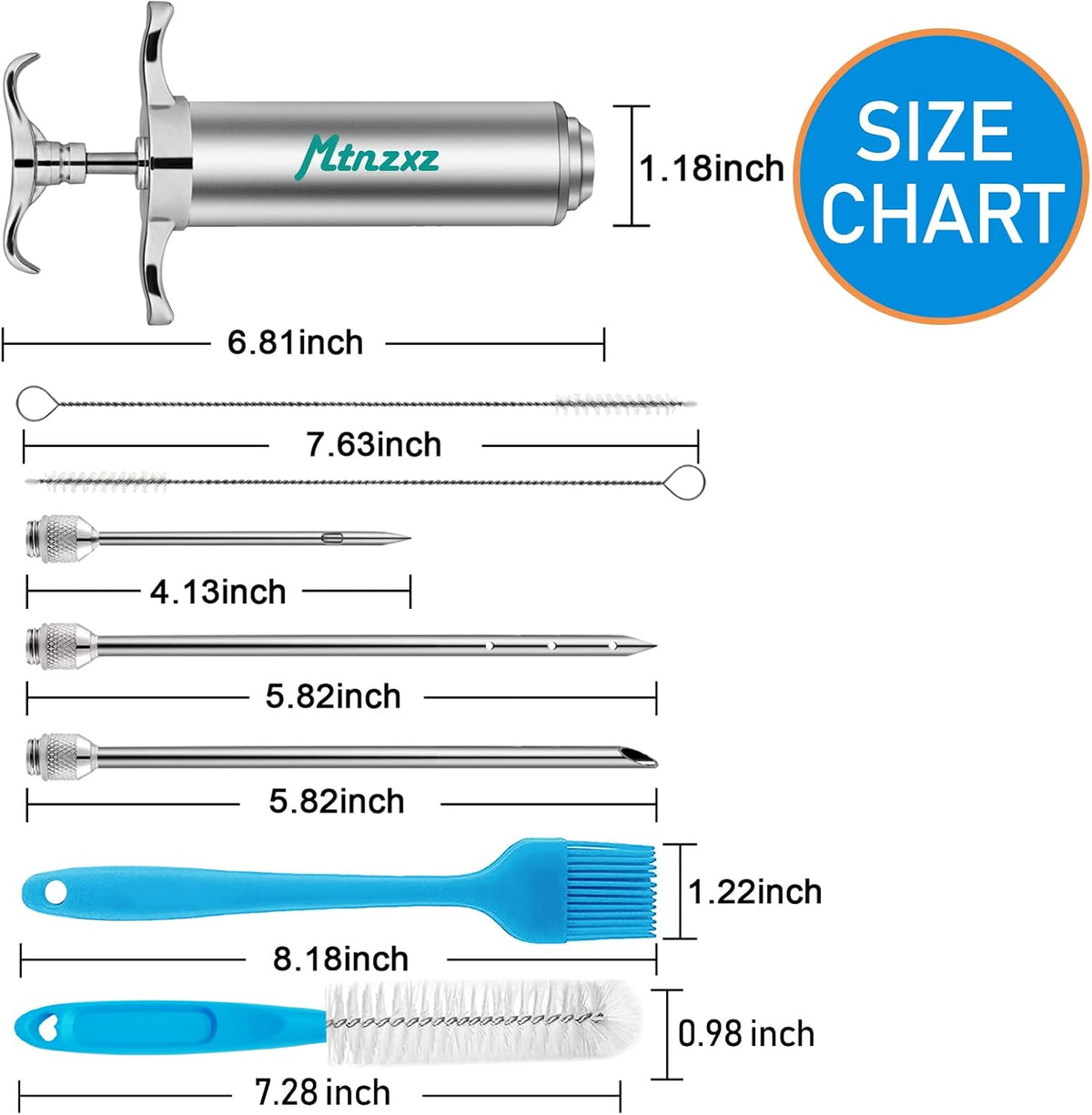 Marinade Injector Syringe Kit & Basting Brush Set for BBQ, Grills & Smokers