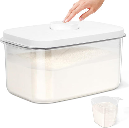 TBMAXS Versatile Storage Container Bin with Pop-up Lid & Scoop, Rice Flour Container Dog Cat Food Storage Container, Laundry Room Organization Household Essentials Kitchen Pantry Organizers