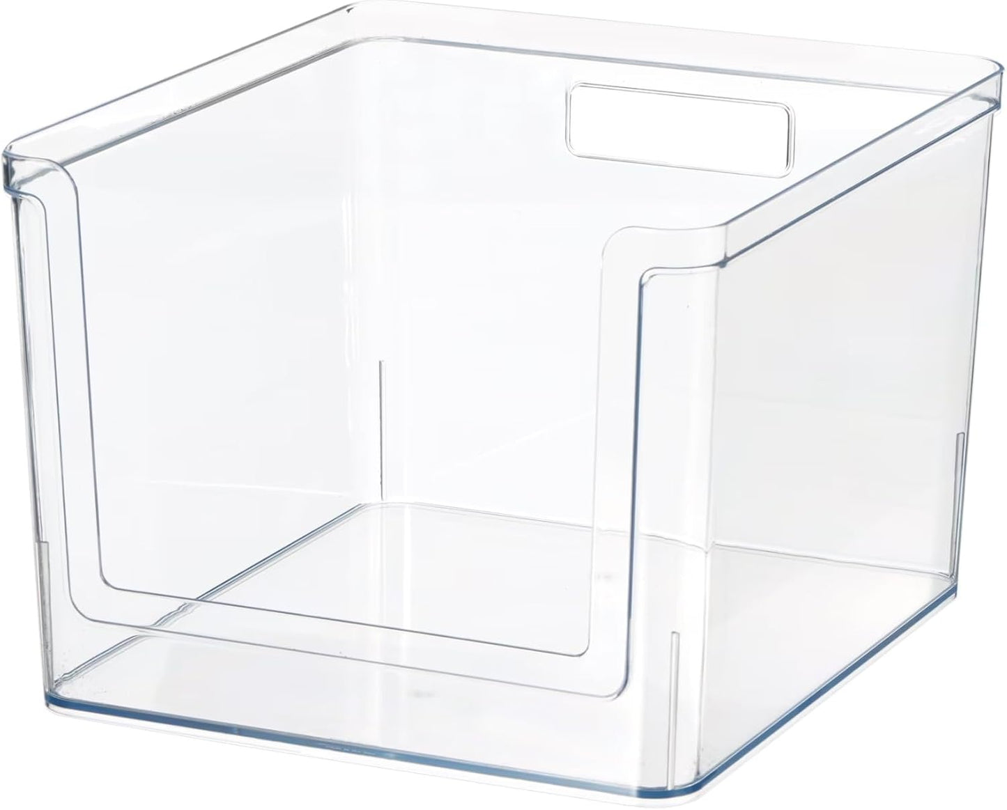 Extra Large Deep Open-Front Pantry Organizer Bin, Clear Plastic, 12” x 10.5” x 8.0”