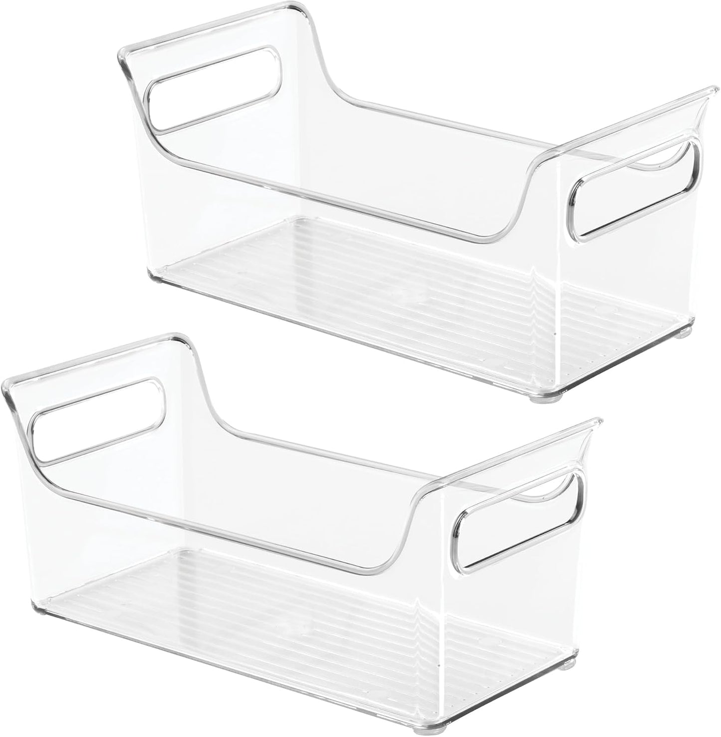 iDesign Plastic Condiment Organizer with Handles, Set of 2, Clear | For Fridge, Made in USA