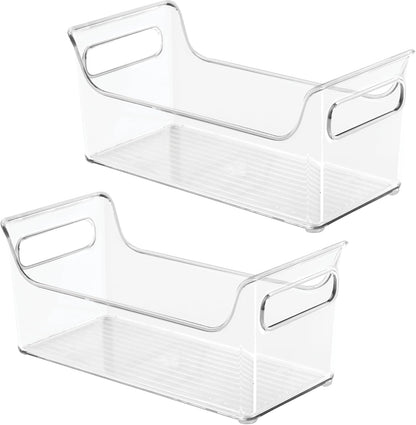 iDesign Plastic Condiment Organizer with Handles, Set of 2, Clear | For Fridge, Made in USA