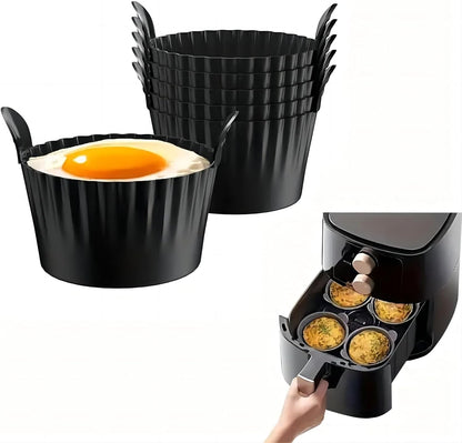 3pcs Silicone Air Fryer Cups – Reusable Non-Stick Baking Liners – Perfect for Muffins, Eggs, Cupcakes, Black
