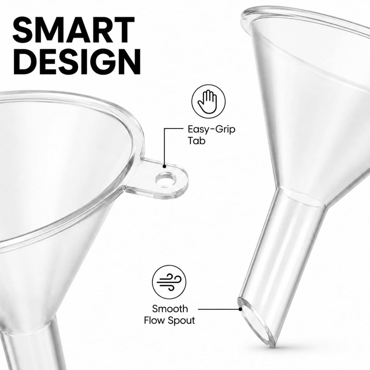 Mini Funnel Small Plastic Funnel 5-Pack for Lab Bottles, Sand Art, Perfumes, Spices, Powder, Essential Oils, Recreational Activities Kitchen Food Grade