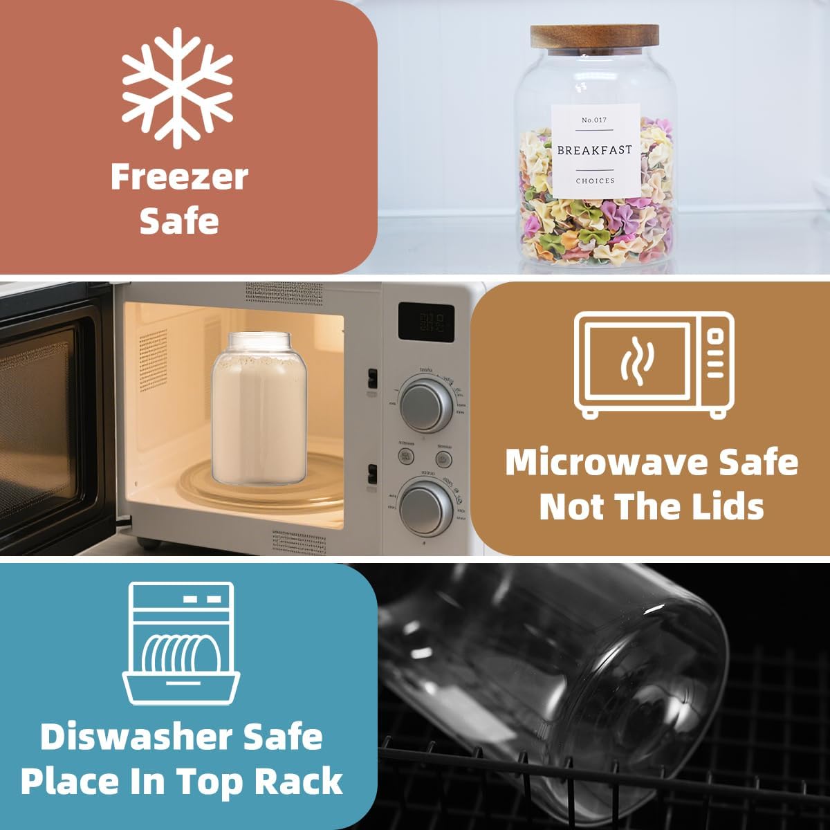 2 Pack Large Glass Flour and Sugar Storage Containers with Airtight Acacia Wood Lids and 132 Kitchen Pantey Labels Preprint - 1 Gallon Borosilicate Glass Canister Sets for Food,Pasta,Cookie,Rice