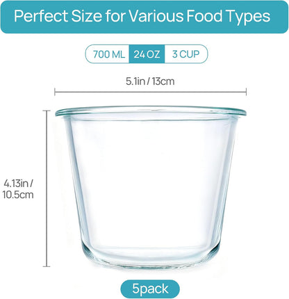 Vtopmart 10 Pack 35oz Glass Food Storage Containers with Lids, Meal Prep Containers, Airtight Reusable Lunch Container Set, Safe for Oven, Microwave, Freezer, and Dishwasher, Grey