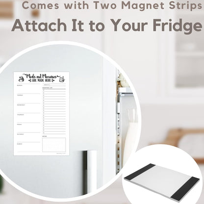 Magnetic Meal Planning Pad for Fridge 52 Undated Tear-off Sheets, 6x9 Inch Meal Planning Notepad for Meal Planner & Grocery List with Magnet, Weekly Meal Planner with Tear Off Shopping List